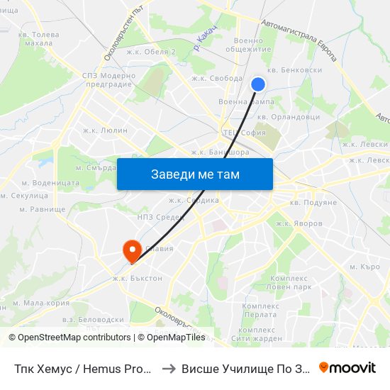 Тпк Хемус / Hemus Productive Cooperation (1761) to Висше Училище По Застраховане И Финанси map