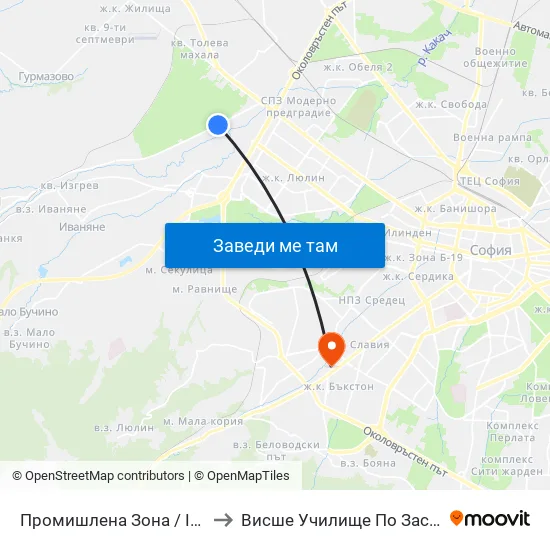 Промишлена Зона / Industrial Zone (1686) to Висше Училище По Застраховане И Финанси map