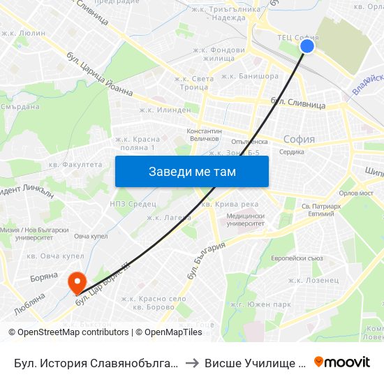 Бул. История Славянобългарска / Istoriya Slavyanobulgarska Blvd. (0065) to Висше Училище По Застраховане И Финанси map