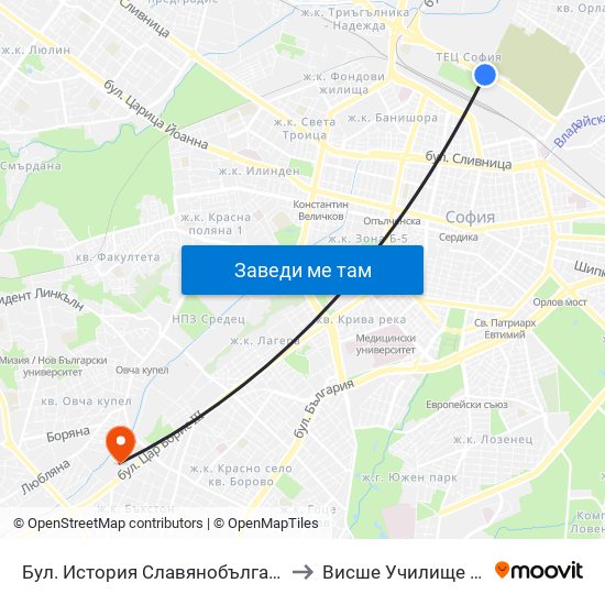 Бул. История Славянобългарска / Istoriya Slavyanobulgarska Blvd. (0066) to Висше Училище По Застраховане И Финанси map