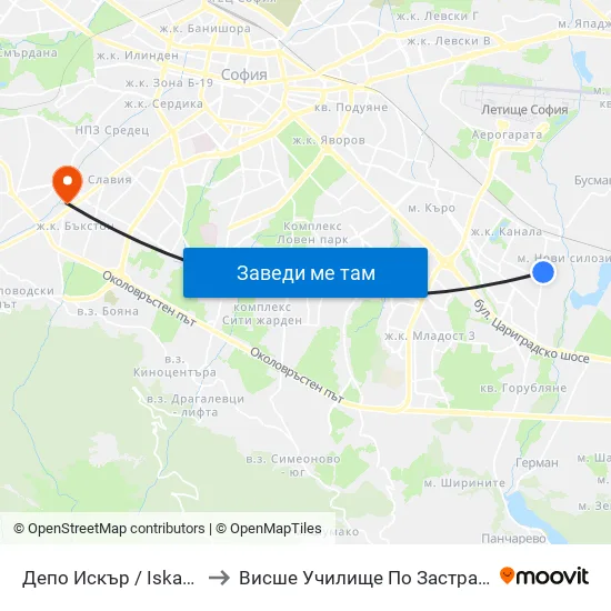 Депо Искър / Iskar Depot (0515) to Висше Училище По Застраховане И Финанси map