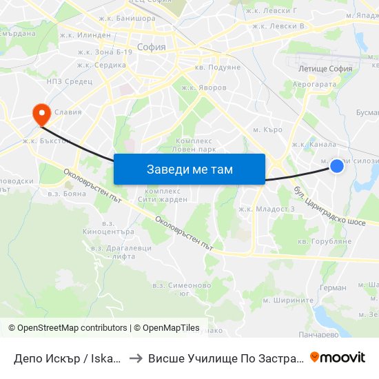 Депо Искър / Iskar Depot (0518) to Висше Училище По Застраховане И Финанси map