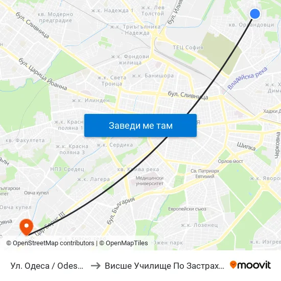 Ул. Одеса / Odessa St. (2356) to Висше Училище По Застраховане И Финанси map