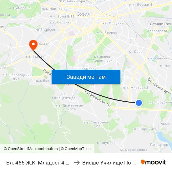 Бл. 465 Ж.К. Младост 4 / Bl. 465, Mladost 4 Qr. (0223) to Висше Училище По Застраховане И Финанси map