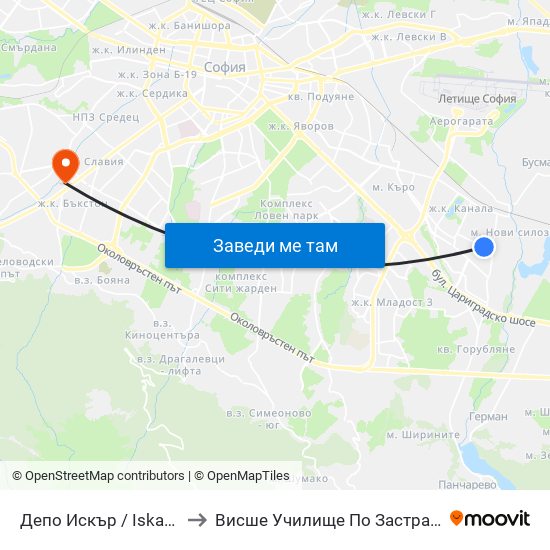 Депо Искър / Iskar Depot (0517) to Висше Училище По Застраховане И Финанси map