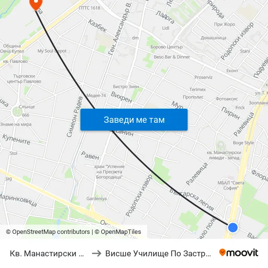 Кв. Манастирски Ливади (0868) to Висше Училище По Застраховане И Финанси map