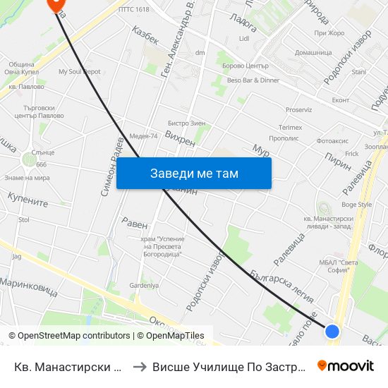 Кв. Манастирски Ливади (0866) to Висше Училище По Застраховане И Финанси map