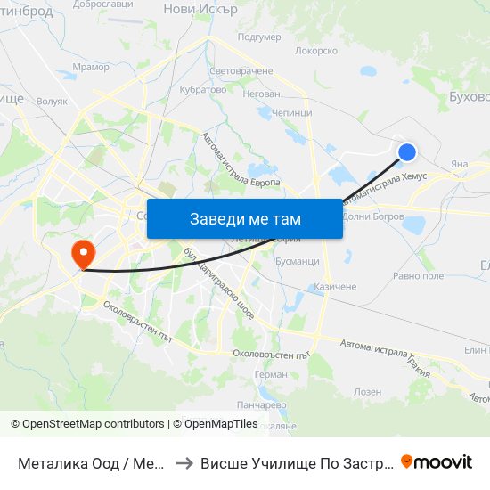 Металика Оод / Metalika Ltd. (1159) to Висше Училище По Застраховане И Финанси map