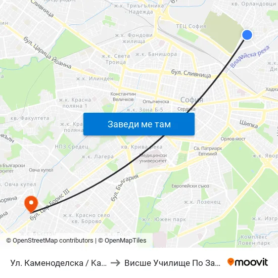 Ул. Каменоделска / Kamenodelska St. (1978) to Висше Училище По Застраховане И Финанси map