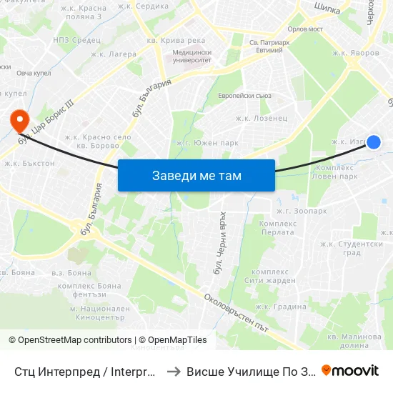 Стц Интерпред / Interpred World Trade Centre (1112) to Висше Училище По Застраховане И Финанси map