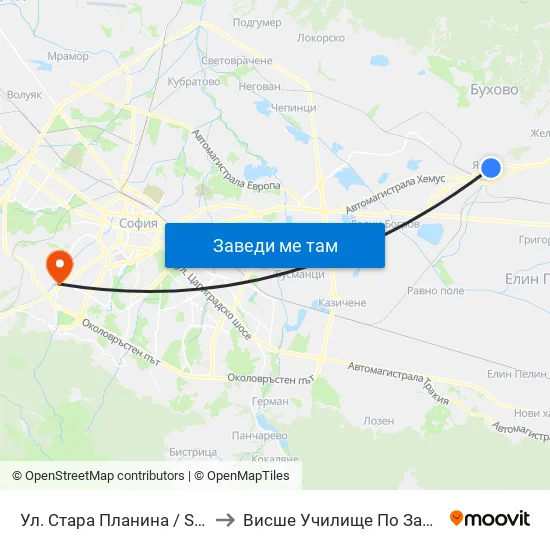 Ул. Стара Планина / Stara Planina St. (2185) to Висше Училище По Застраховане И Финанси map