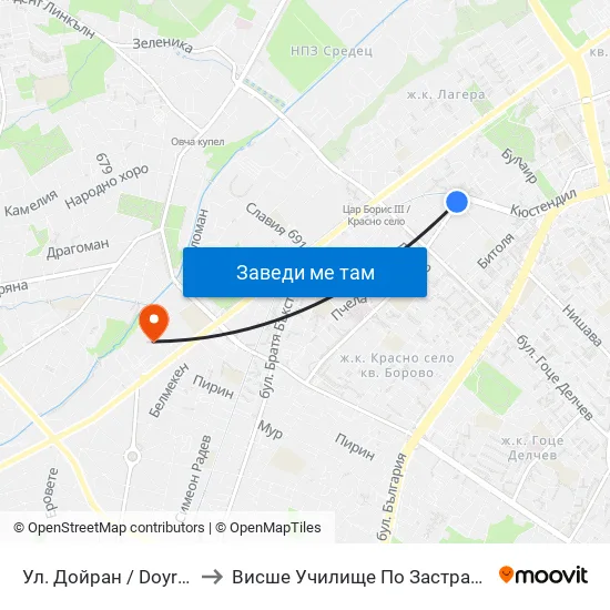 Ул. Дойран / Doyran St. (1936) to Висше Училище По Застраховане И Финанси map