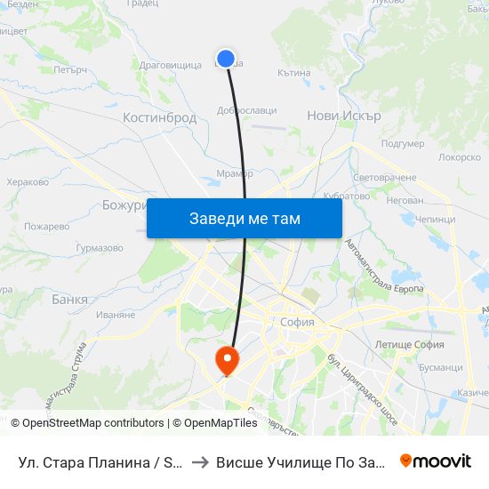 Ул. Стара Планина / Stara Planina St. (2187) to Висше Училище По Застраховане И Финанси map