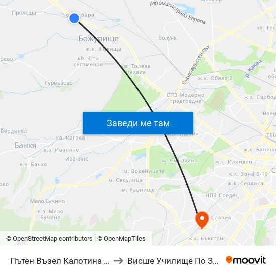Пътен Възел Калотина / Kalotina Junction (2506) to Висше Училище По Застраховане И Финанси map