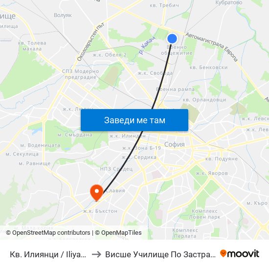 Кв. Илиянци / Iliyantsi Qr. (0847) to Висше Училище По Застраховане И Финанси map