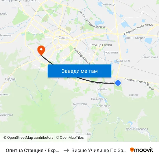 Опитна Станция / Experimental Station (1207) to Висше Училище По Застраховане И Финанси map