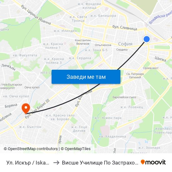Ул. Искър / Iskar St. (1964) to Висше Училище По Застраховане И Финанси map