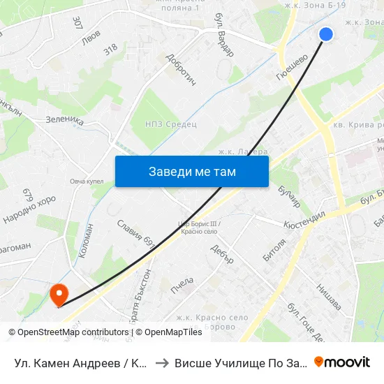 Ул. Камен Андреев / Kamen Andreev St. (1977) to Висше Училище По Застраховане И Финанси map