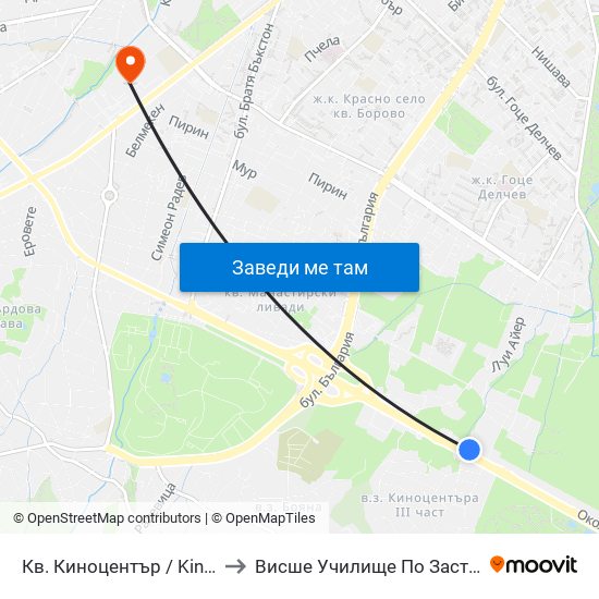Кв. Киноцентър / Kinotsentar Qr. (1966) to Висше Училище По Застраховане И Финанси map