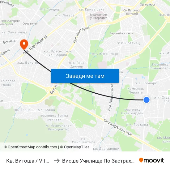 Кв. Витоша / Vitosha (0822) to Висше Училище По Застраховане И Финанси map