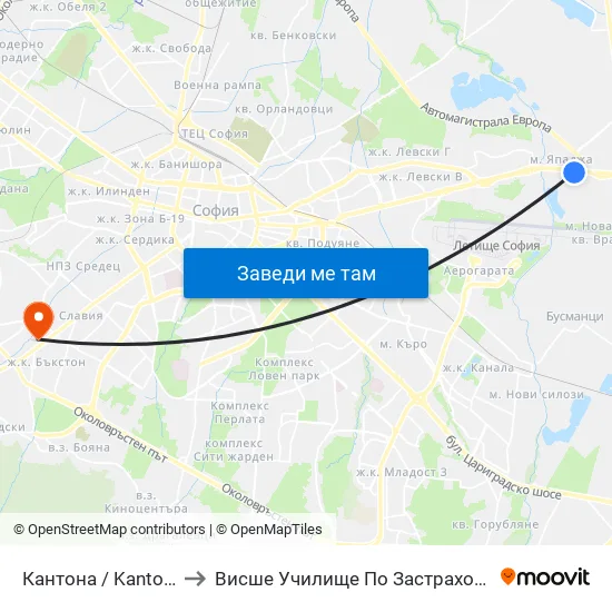 Кантона / Kantona (2441) to Висше Училище По Застраховане И Финанси map