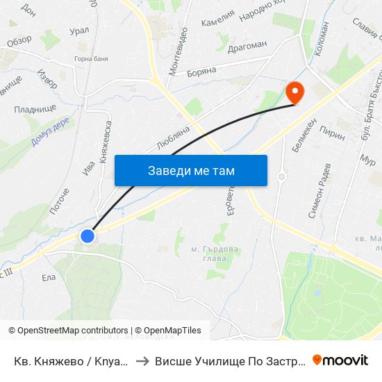 Кв. Княжево / Knyazhevo Qr. (0852) to Висше Училище По Застраховане И Финанси map