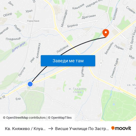 Кв. Княжево / Knyazhevo Qr. (0851) to Висше Училище По Застраховане И Финанси map