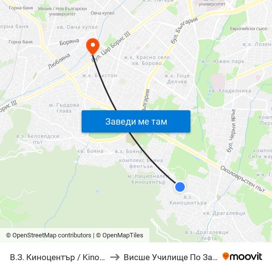 В.З. Киноцентър / Kinotsentar Villa Zone (0413) to Висше Училище По Застраховане И Финанси map