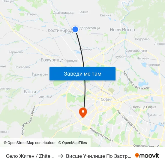 Село Житен / Zhiten Village (1536) to Висше Училище По Застраховане И Финанси map