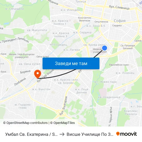 Умбал Св. Екатерина / St. Ekaterina Hospital (0444) to Висше Училище По Застраховане И Финанси map