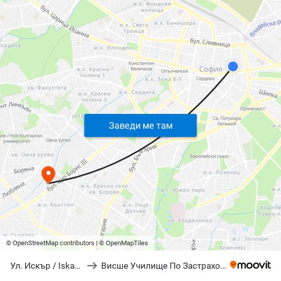 Ул. Искър / Iskar St. (1962) to Висше Училище По Застраховане И Финанси map