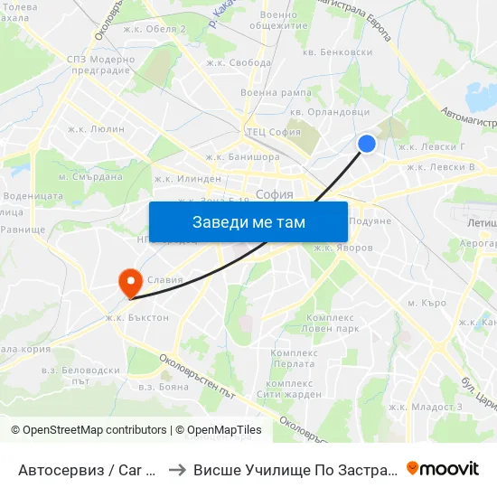 Автосервиз / Car Service (0513) to Висше Училище По Застраховане И Финанси map