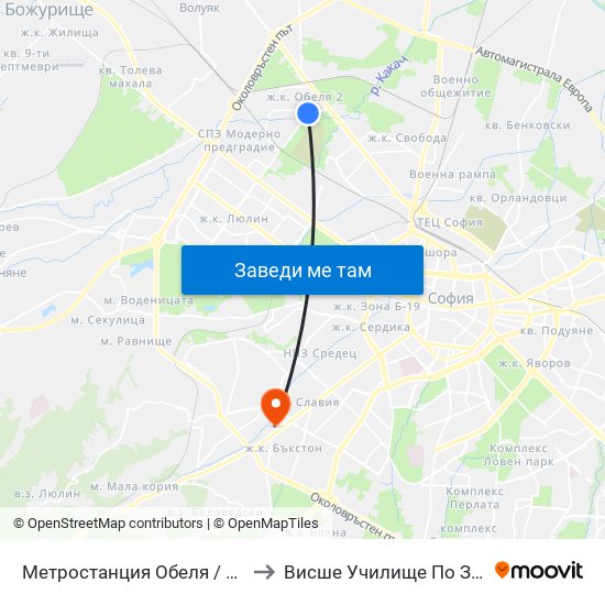 Метростанция Обеля / Obelya Metro Station (6241) to Висше Училище По Застраховане И Финанси map