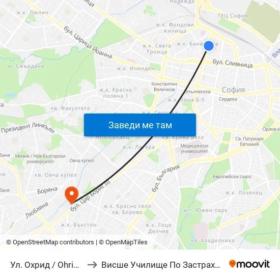 Ул. Охрид / Ohrid St. (2101) to Висше Училище По Застраховане И Финанси map