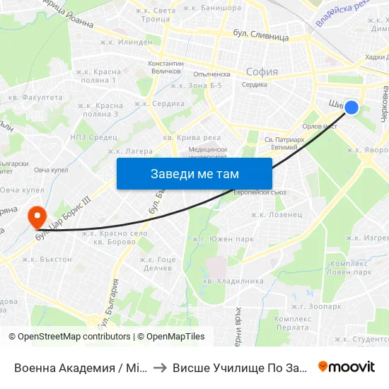 Военна Академия / Military Academy (0442) to Висше Училище По Застраховане И Финанси map