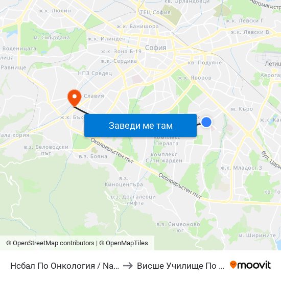 Нсбал По Онкология / National Oncology Hospital (2542) to Висше Училище По Застраховане И Финанси map