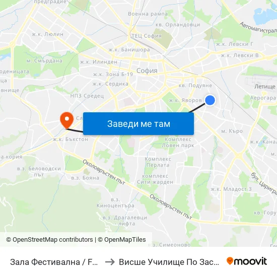 Зала Фестивална / Festivalna Hall (0729) to Висше Училище По Застраховане И Финанси map
