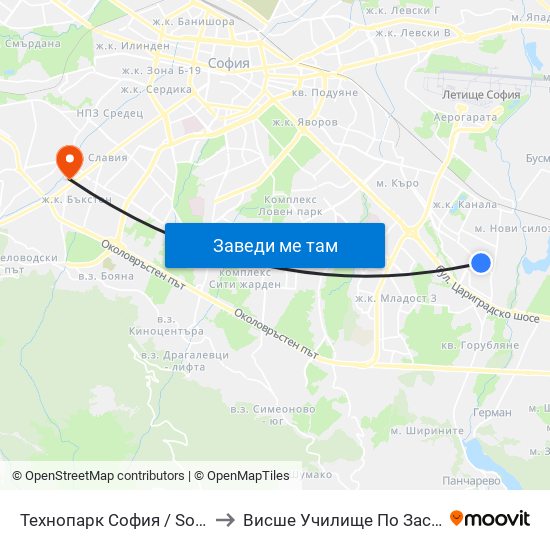 Технопарк София / Sofia Technopark (0189) to Висше Училище По Застраховане И Финанси map