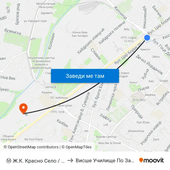 Ⓜ️ Ж.К. Красно Село / Krasno Selo Qr. (0640) to Висше Училище По Застраховане И Финанси map