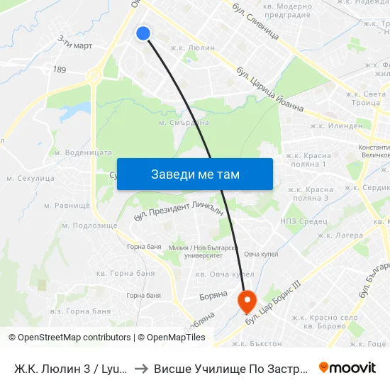 Ж.К. Люлин 3 / Lyulin 3 Qr. (0653) to Висше Училище По Застраховане И Финанси map