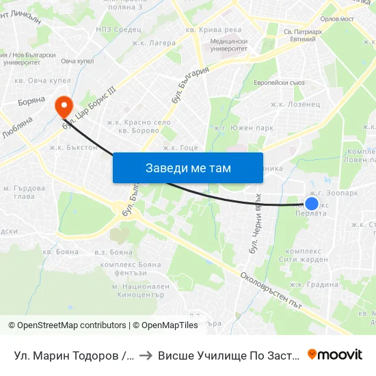 Ул. Марин Тодоров / Marin Todorov St. to Висше Училище По Застраховане И Финанси map