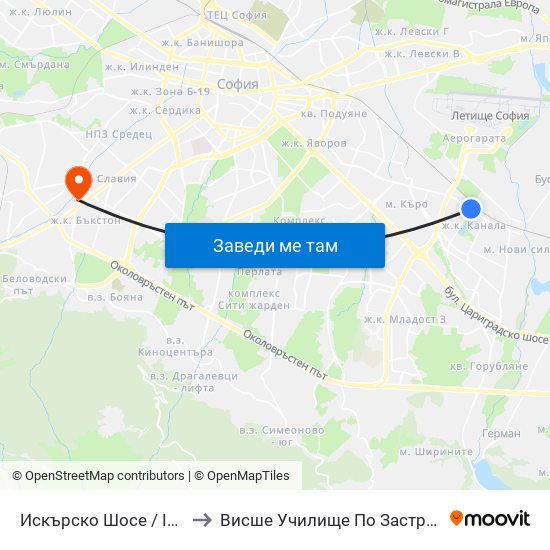 Искърско Шосе / Iskarsko Shosse to Висше Училище По Застраховане И Финанси map