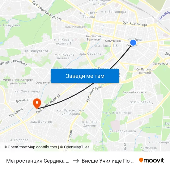 Ⓜ️ Метростанция Сердика / Serdika Metro Station (6454) to Висше Училище По Застраховане И Финанси map
