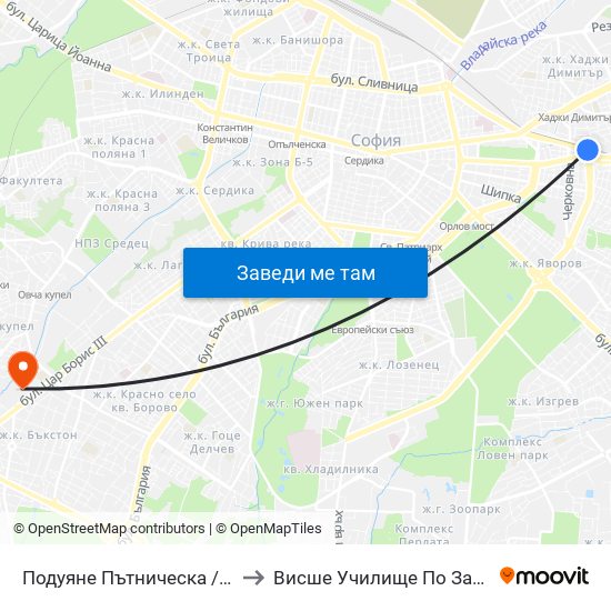 Подуяне Пътническа / Poduyane Patnicheska to Висше Училище По Застраховане И Финанси map