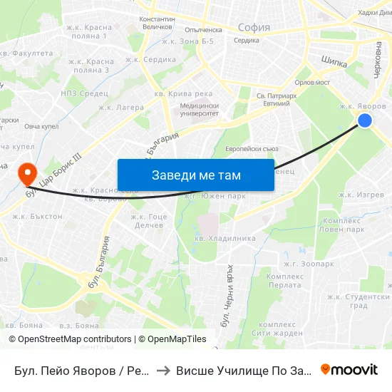 Бул. Пейо Яворов / Peyo Yavorov Blvd. (0074) to Висше Училище По Застраховане И Финанси map