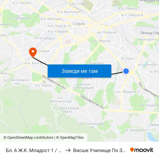 Бл. 6 Ж.К. Младост 1 / Bl. 6, Mladost 1 Qr. (0237) to Висше Училище По Застраховане И Финанси map