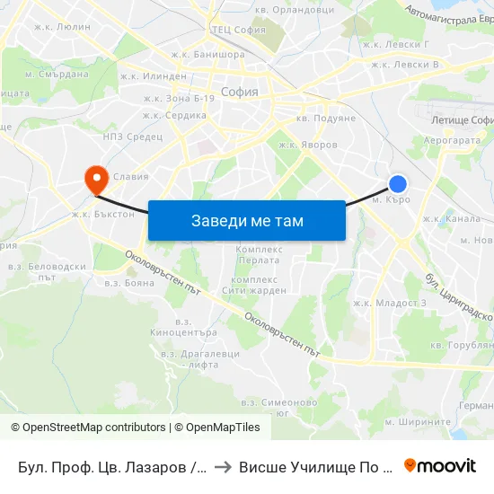 Бул. Проф. Цв. Лазаров / Prof. Tsv. Lazarov Blvd. (0370) to Висше Училище По Застраховане И Финанси map