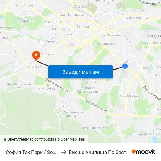 София Тех Парк / Sofia Tech Park (0576) to Висше Училище По Застраховане И Финанси map