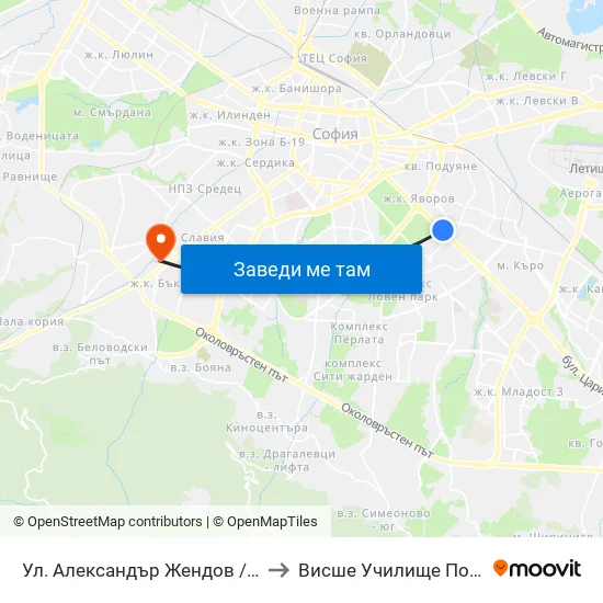 Ул. Александър Жендов / Aleksandar Zhendov Blvd. (1819) to Висше Училище По Застраховане И Финанси map