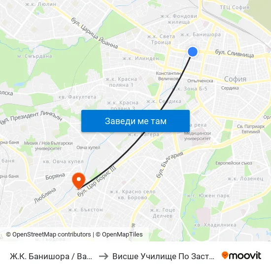 Ж.К. Банишора / Banishora Qr. (0804) to Висше Училище По Застраховане И Финанси map